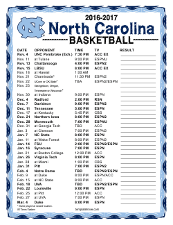 Printable 2016-17 North Carolina Tar Heels Basketball Schedule