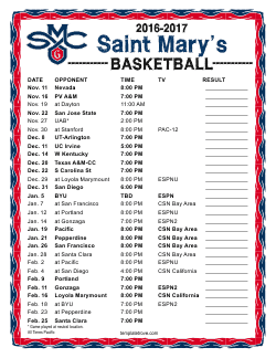 2016-2017 St. Mary's Gaels Basketball Schedule