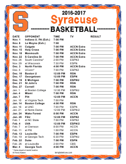 2016-2017 Syracuse Orange Basketball Schedule