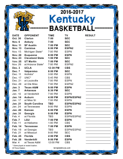 2016-2017 Kentucky Wildcats Basketball Schedule