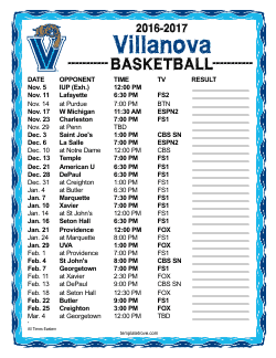 Printable 2016-2017 Villanova Wildcats Basketball Schedule