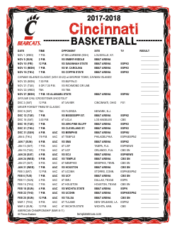 2017-2018 Cincinnati Bearcats Basketball Schedule