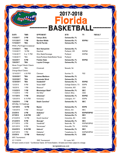 Printable 2017-18 Florida Gators Basketball Schedule