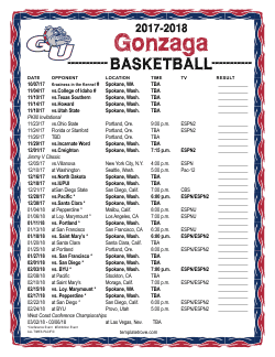 Printable 2017-18 Gonzaga Bulldogs Basketball Schedule