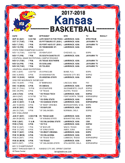 Printable 2017-2018 Kansas Jayhawks Basketball Schedule