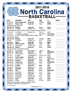 2017-18 North Carolina Tarheels Printable Schedule