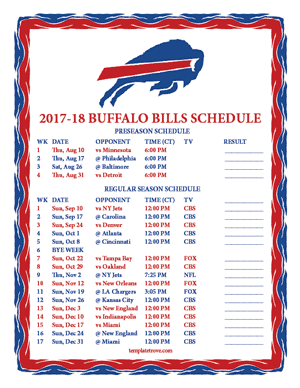 Buffalo Bills 2017-18 Printable Schedule - Central Times