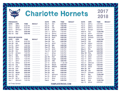 2017-18 Printable Charlotte Hornets Schedule - Central Times