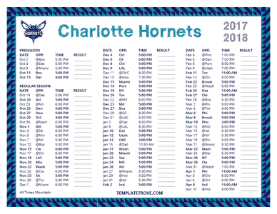 Charlotte Hornets 2017-18 Printable Schedule - Mountain Times