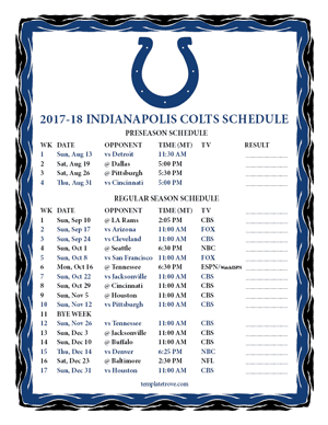 Indianapolis Colts 2017-18 Printable Schedule - Mountain Times
