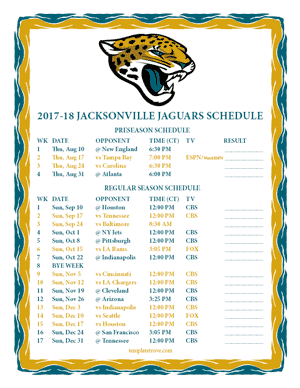 Jacksonville Jaguars 2017-18 Printable Schedule - Central Times