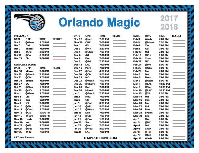 Orlando Magic 2024 2025 Printable Schedule College Football Schedule 2024