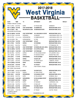 2017-2018 West Virginia Mountaineers Basketball Schedule