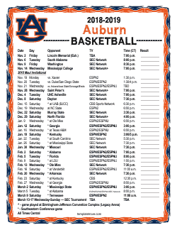 Printable 2018-19 Auburn Tigers Basketball Schedule