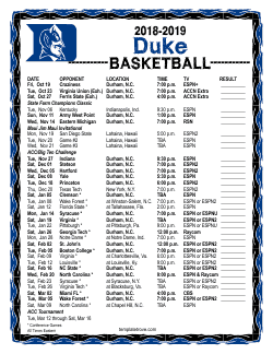 Printable 2018-19 Duke Blue Devils Basketball Schedule