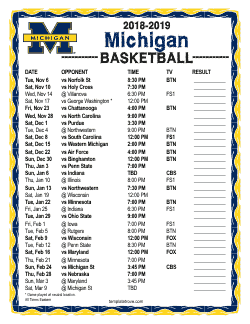 Printable 2018-19 Michigan Wolverines Basketball Schedule