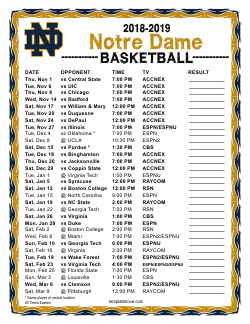 2018-2019 Notre Dame Fighting Irish Basketball Schedule