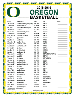 Printable 2018-19 Oregon Ducks Basketball Schedule