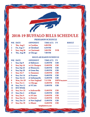Buffalo Bills 2018-19 Printable Schedule - Central Times