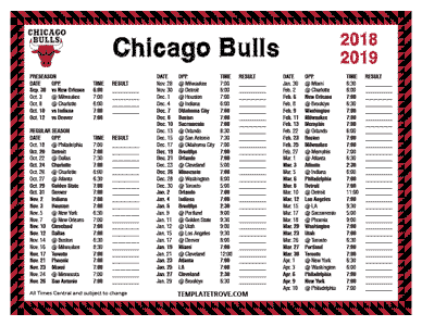 2018-19 Printable Chicago Bulls Schedule - Central Times