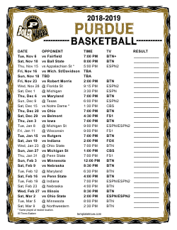 2018-2019 Purdue Boilermakers Basketball Schedule