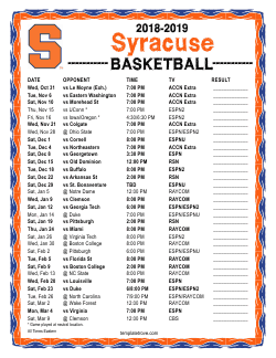 Printable 2018-19 Syracuse Orange Basketball Schedule