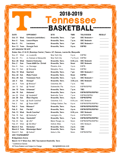 2018-2019 Tennessee Volunteers Basketball Schedule