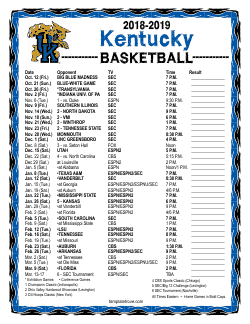 Printable 2018-19 Kentucky Wildcats Basketball Schedule