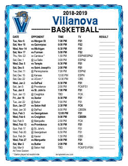 2018-2019 Villanova Wildcats Basketball Schedule