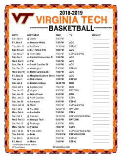Printable 2018-19 Virginia Tech Hokies Basketball Schedule