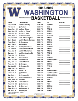 2018-2019 Washington Huskies Basketball Schedule