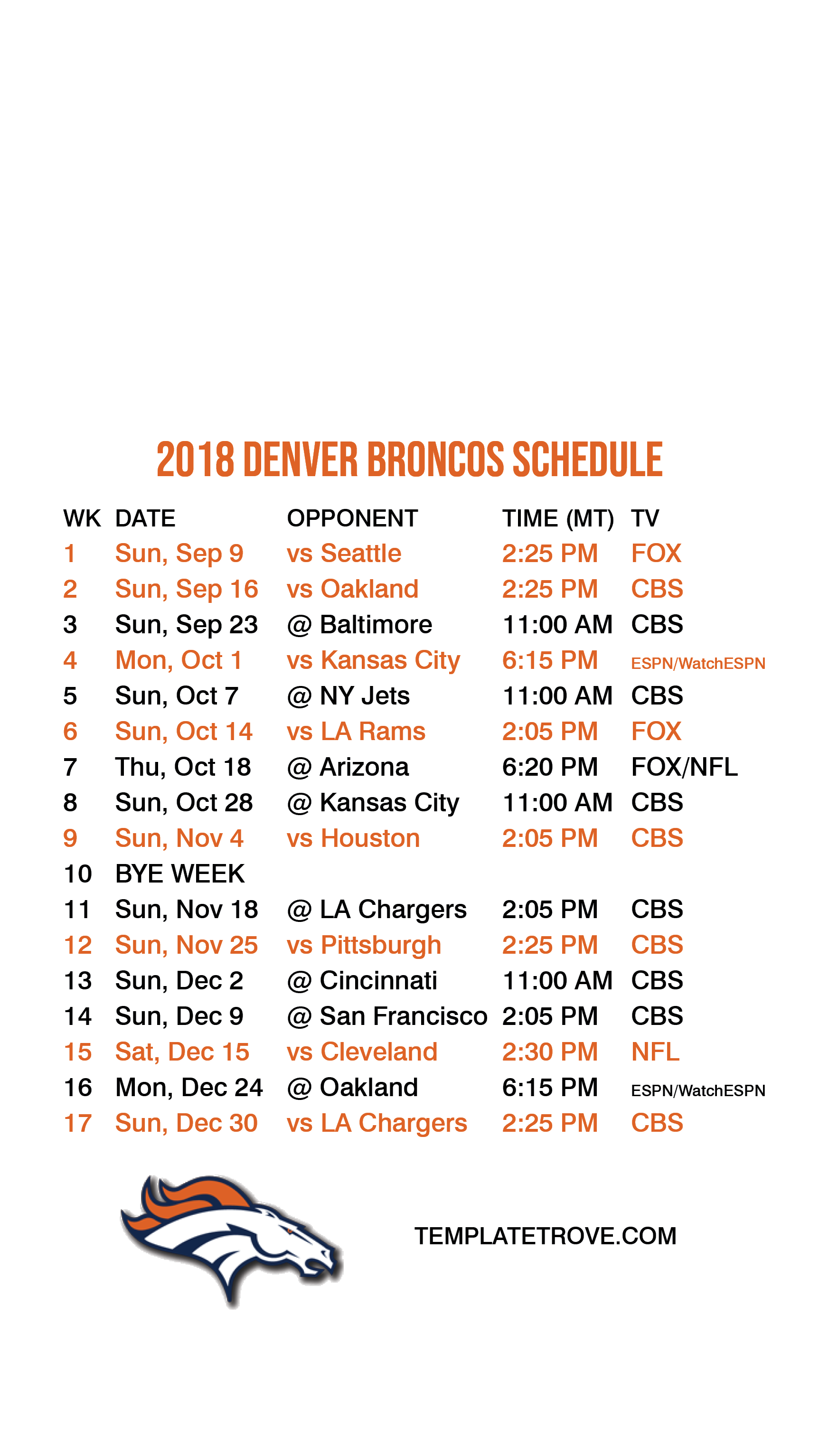 2018-2019 Denver Broncos Lock Screen Schedule for iPhone 6-7-8 Plus1725 x 3067