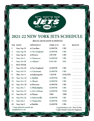 New York Jets 2021-22 Printable Schedule - Central Times