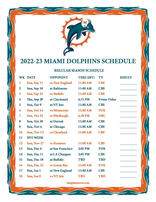 Miami Dolphins Regular Season Schedule 2024 Sheri Wenona