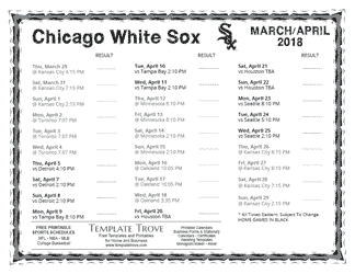 April 2018 Chicago White Sox Printable Schedule