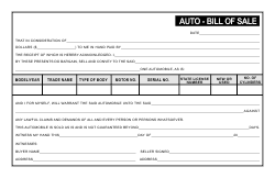 Auto Bill of Sale Template