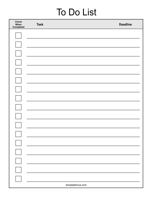 To Do List Word Document