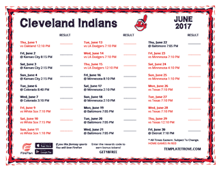 June 2017 Cleveland Indians Printable Schedule