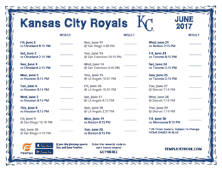 June 2017 Kansas City Royals Printable Schedule