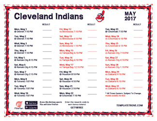 May 2017 Cleveland Indians Printable Schedule