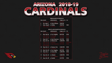 Arizona Cardinals 2018-19 Wallpaper Schedule