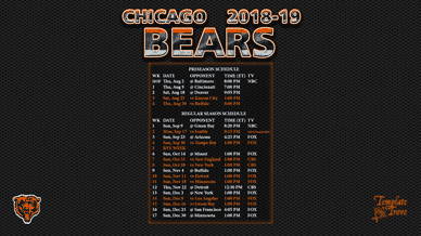 Chicago Bears 2018-19 Wallpaper Schedule