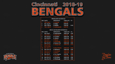Cincinnati Bengals 2018-19 Wallpaper Schedule