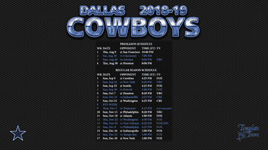 Dallas Cowboys 2018-19 Wallpaper Schedule