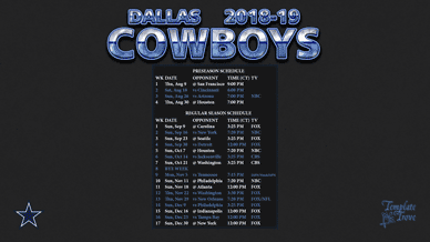 Dallas Cowboys 2018-19 Wallpaper Schedule
