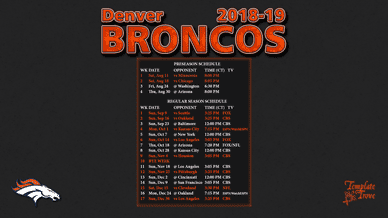 Denver Broncos 2018-19 Wallpaper Schedule