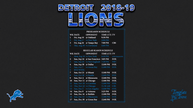 Detroit Lions 2018-19 Wallpaper Schedule