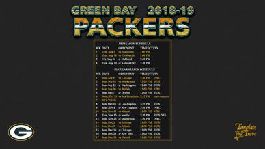 Green Bay Packers 2018-19 Wallpaper Schedule
