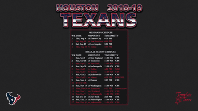 Houston Texans 2018-19 Wallpaper Schedule
