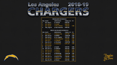 Los Angeles Chargers 2018-19 Wallpaper Schedule